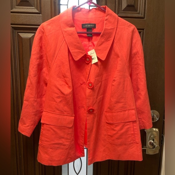 NEW Lane Bryant Coral 3/4 Sleeve Linen & Cotton Jacket - Picture 2 of 8